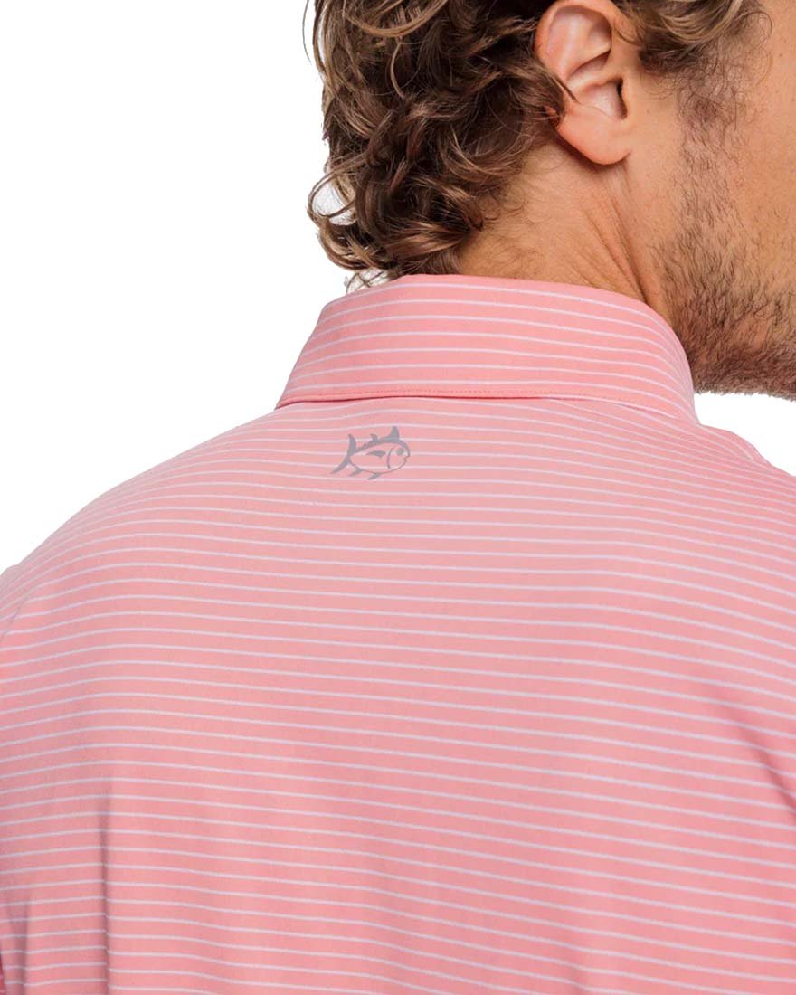 Mens Shortsleeve Driver Mayfair Stripe Performance Polo - Flamingo Pink - 3