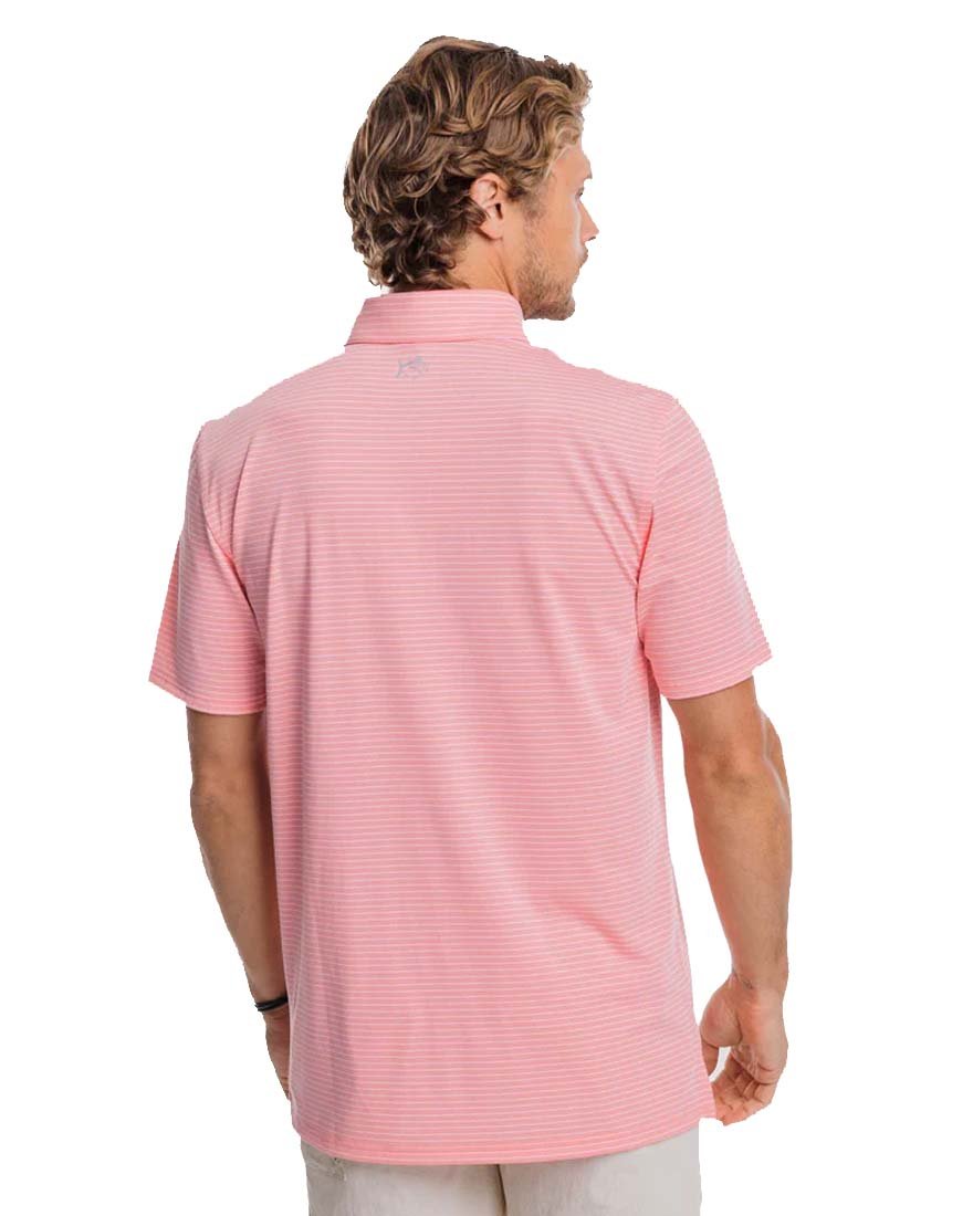 Mens Shortsleeve Driver Mayfair Stripe Performance Polo - Flamingo Pink - 2