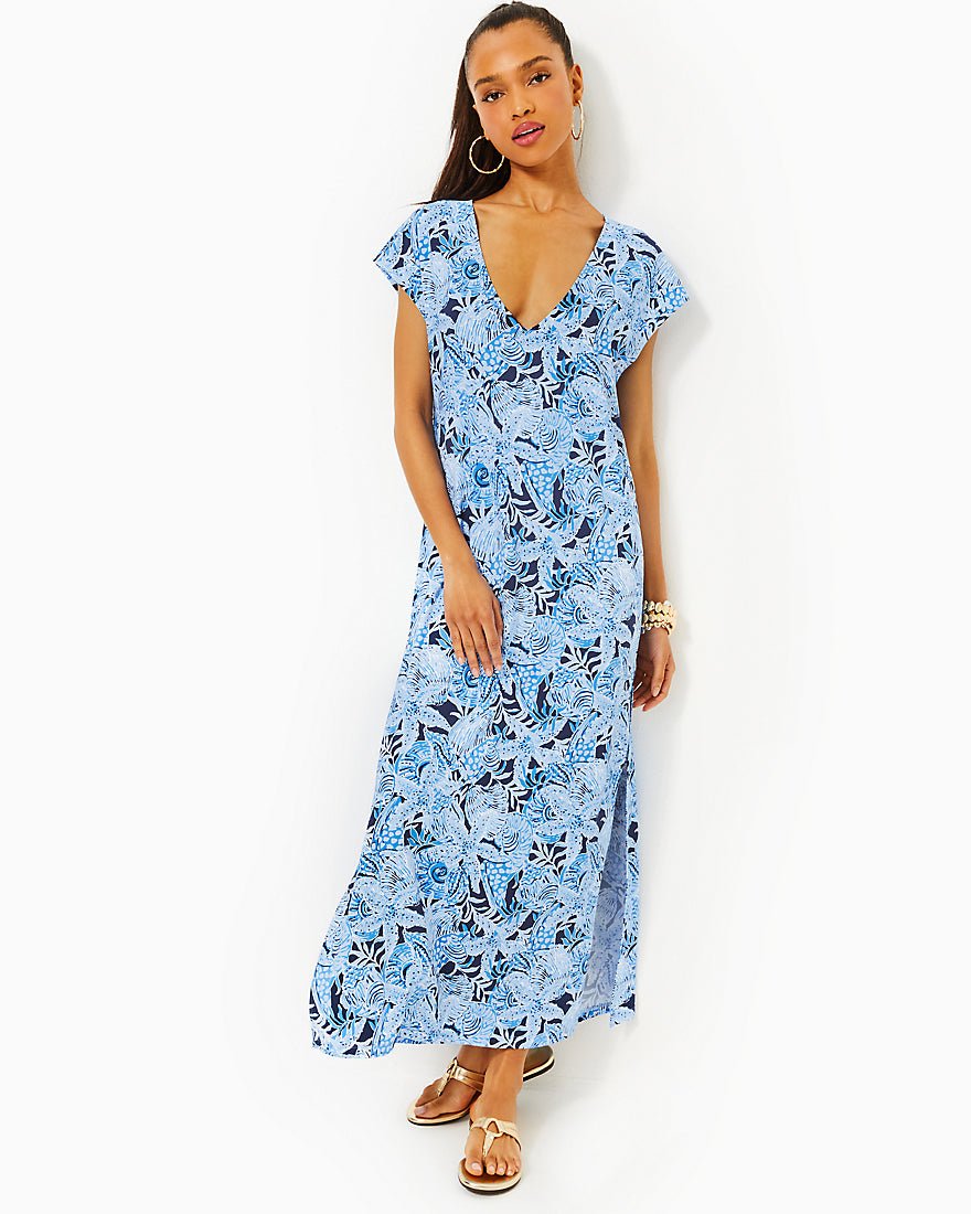 Talli Maxi Coverup - Bonaire Blue Coastal Constellation - 1